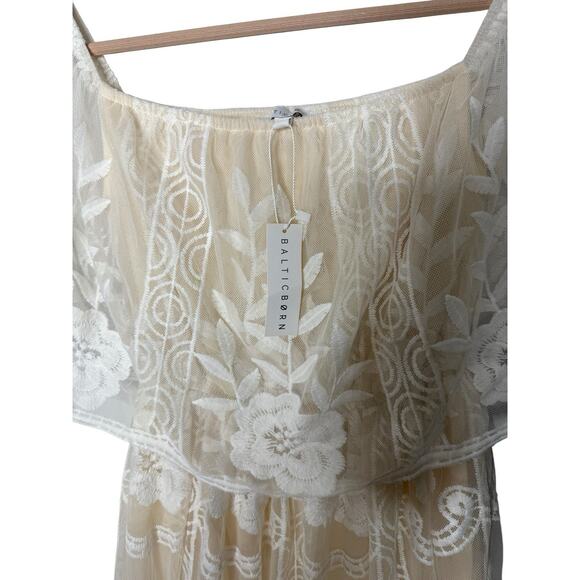 Baltic Born Leon Off Shoulder Maxi Dress Size S White Embroidered Lace Floral - Picture 3 of 5